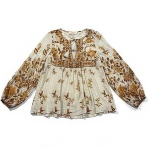 Spell & The Gypsy Collective Hendrix Boho Floral Long Sleeve Peasant Top XS Fall